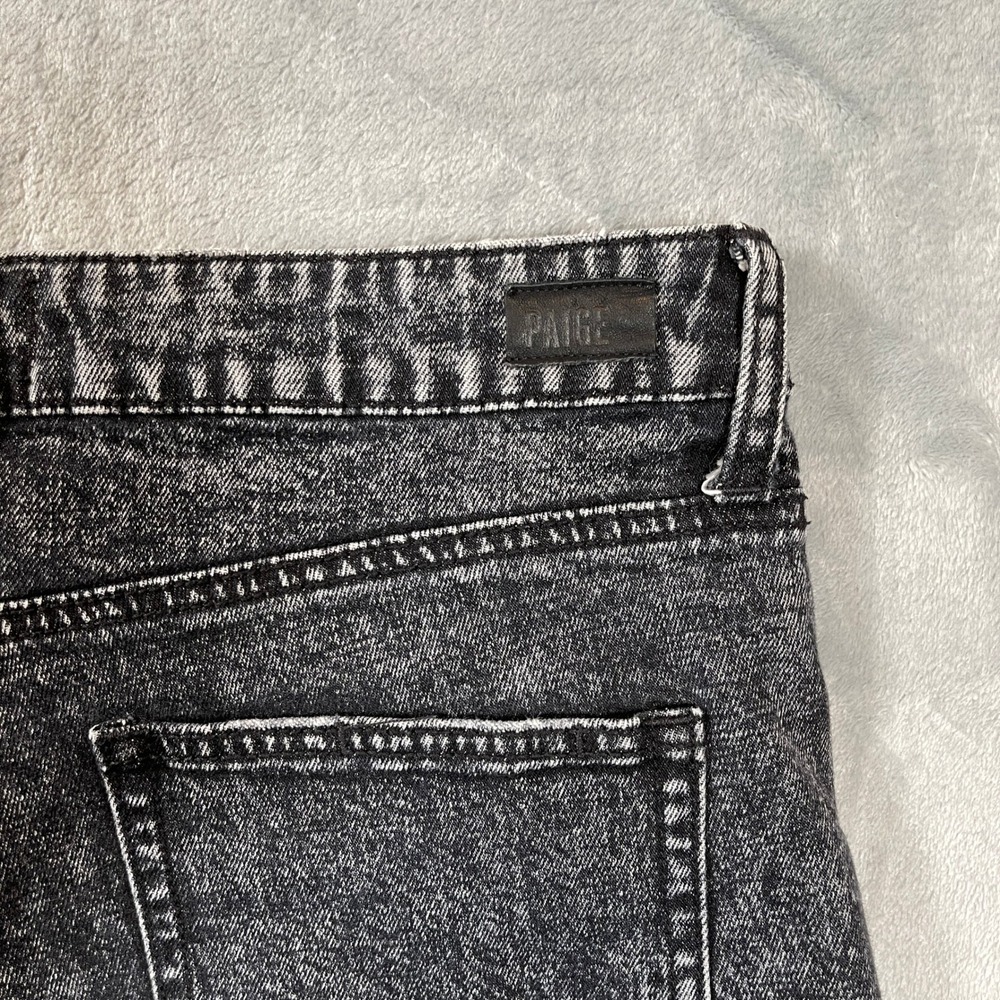 Paige Jean Shorts 29 Sarah Short Black Acid Wash High Rise Raw Hem Denim - Picture 6 of 7